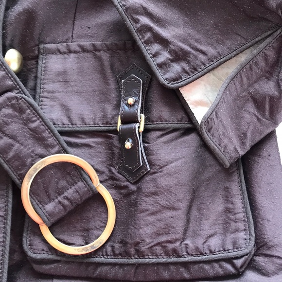 Cheby Silk Reversible Jacket Cream Brown Italian - Picture 7 of 8